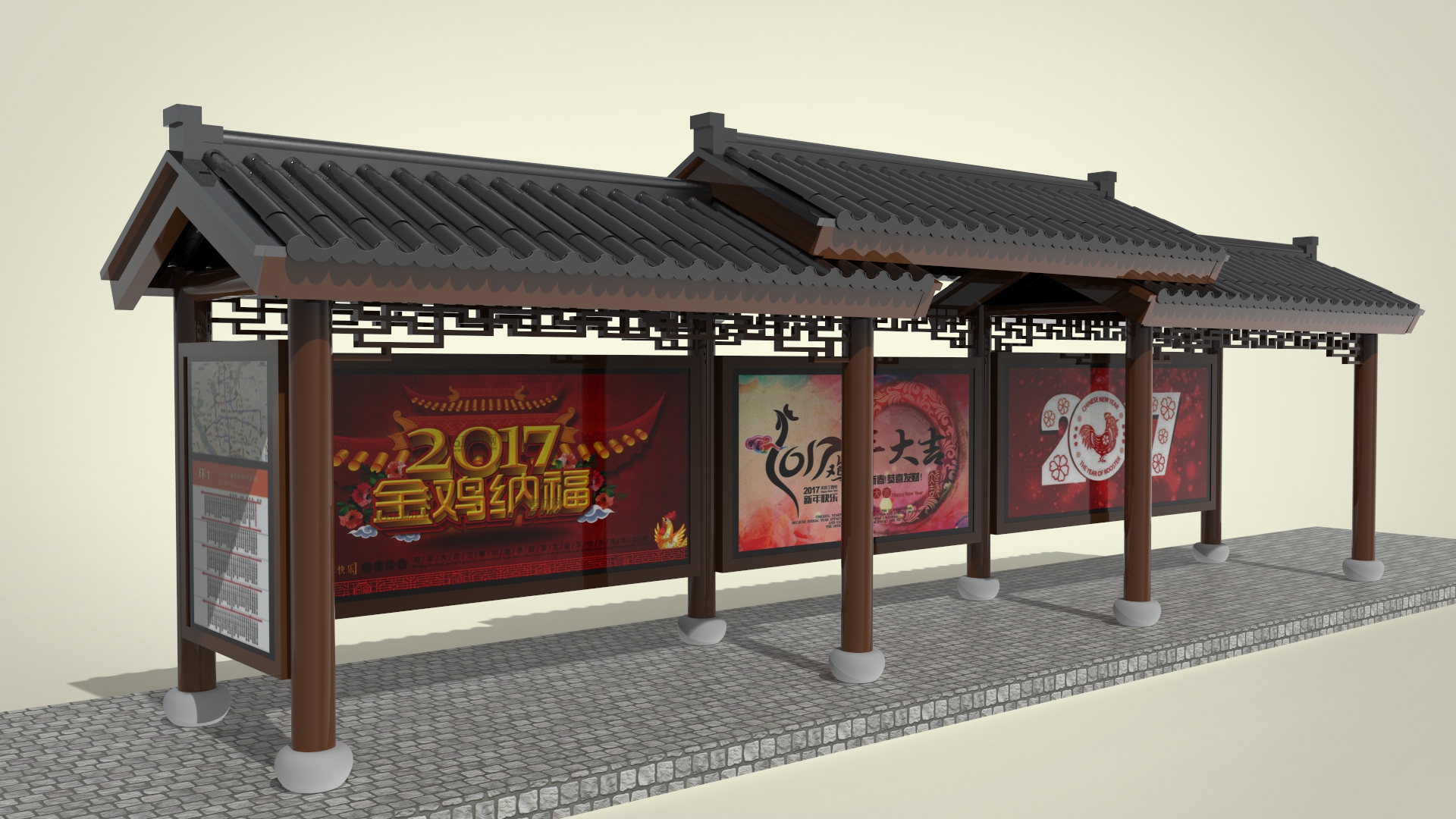 內蒙古仿古公交站臺燈箱第四批順利發貨