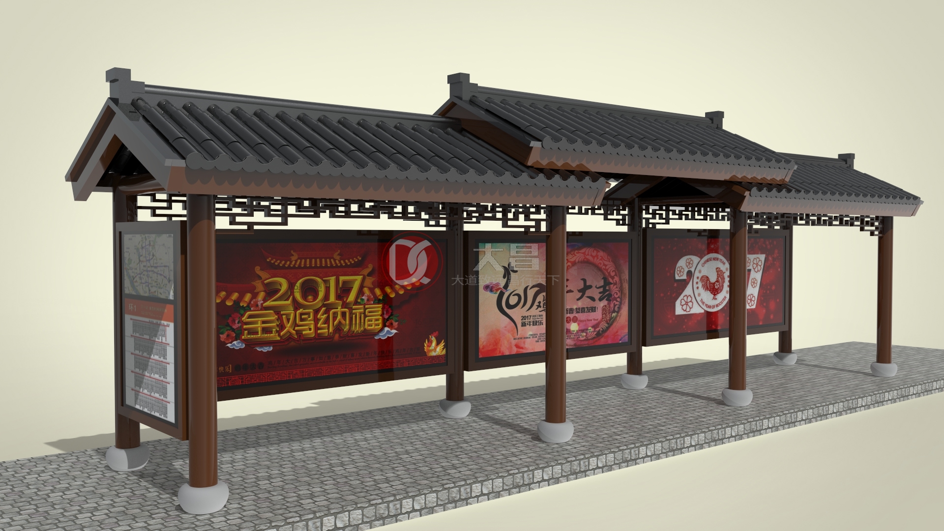 內蒙古仿古公交站臺燈箱第五批順利發貨